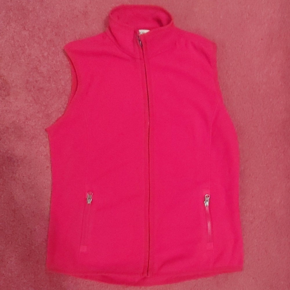 Girl's Red Fleece Vest  Land's End Size L. EUC